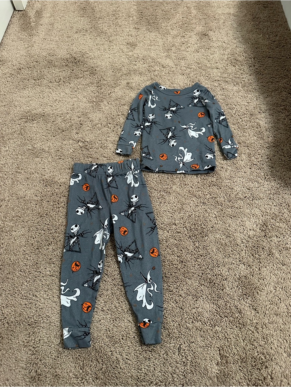 Jack Skellington and Zero Boy's Halloween Soft Pajama Set Size 2T